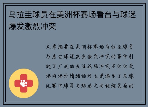 乌拉圭球员在美洲杯赛场看台与球迷爆发激烈冲突 乌拉圭球员在美洲杯赛场看台与球迷爆发激烈冲突